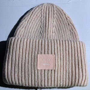 Acne Studios Soft Cream Blush Wool Beanie | Cozy Minimal Chic
